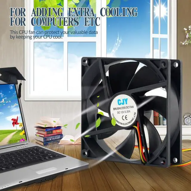 Alt view image 3 of 5 - Store 12V 3-Pin 9cm 90 x 25mm 90mm 65 CFM DC Cooling Fan CPU Heat Sinks Cooler