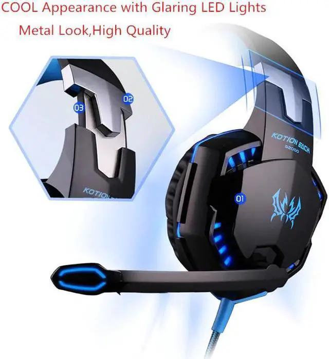 Alt view image 2 of 5 - Fashion Gaming Headset Deep Bass Stereo Gaming Headphone with Microphone LED Light for PS4 PC Laptop+Gaming Mouse+Mice Pad
