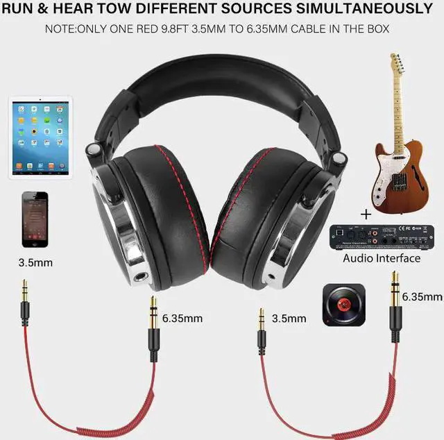 Alt view image 4 of 5 - Wired Professional Studio Pro DJ Headphones With Microphone Over Ear HiFi Monitor Music Headset Earphone For Phone PC