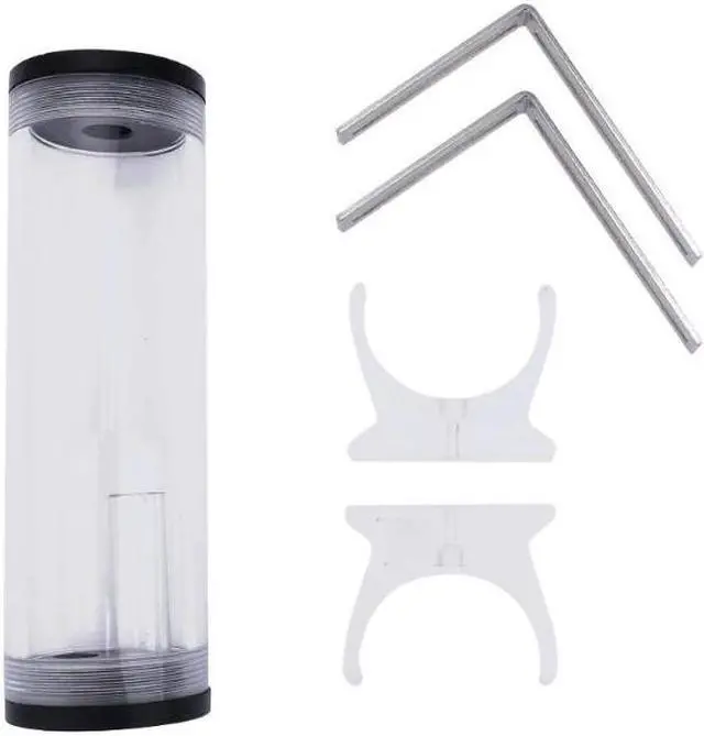 Main image of 160 X 50 mm Acrylic Water Tank G1/4 Thread Cylinder Reservoir tank with L Shape Metal Buckle screws nuts for PC Water Cooling