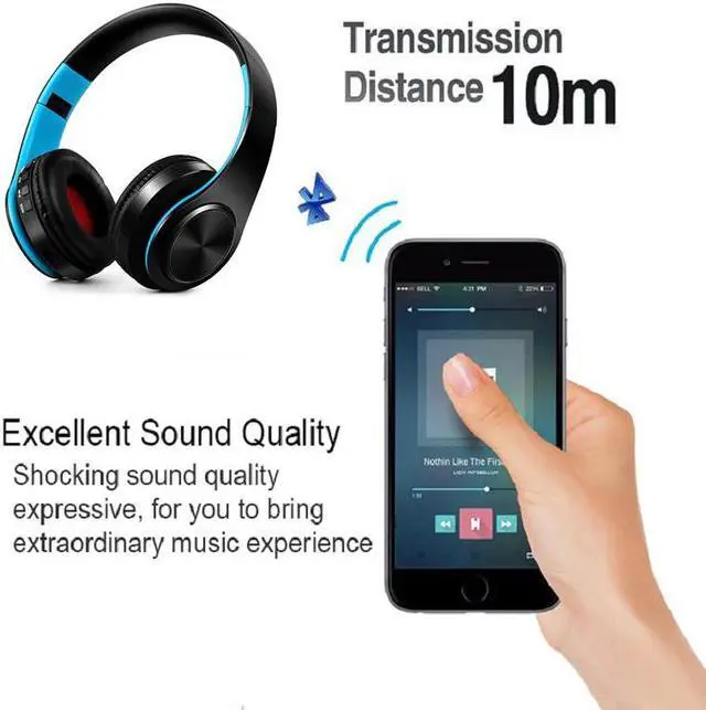 Alt view image 5 of 5 - Wireless Headphones Bluetooth Earphone Headset Foldable Headphone Stereo Bass with Microphone For PC mobile Phone tablet
