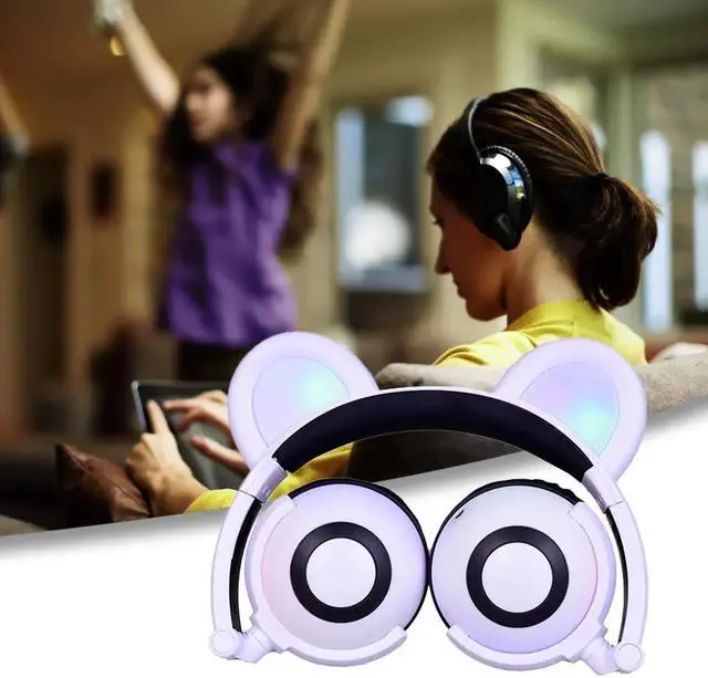 Alt view image 3 of 5 - Headphones with  Flashing Glowing Light Headset Gaming Earphones for PC Computer and Mobile Phone