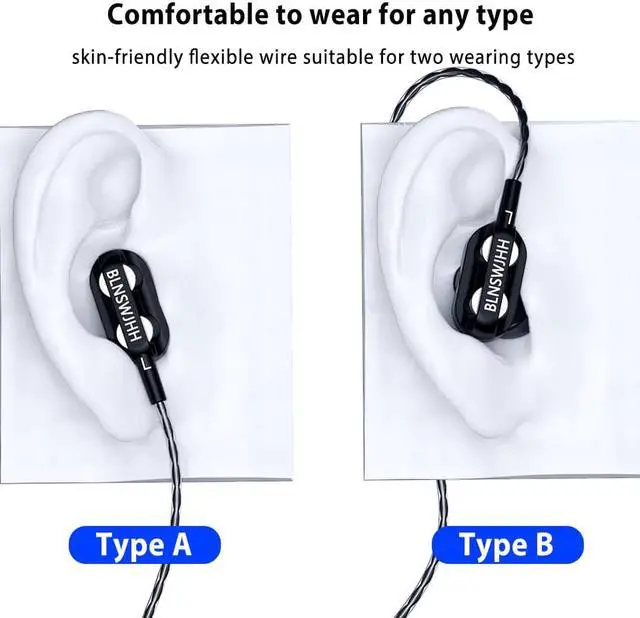 Alt view image 4 of 5 - Bass Wired Earphone with Mic Usb C Headphone Dual Drive Stereo In-Ear Hi-Fi Earphones Type C Computer Earbud for Cell Phone