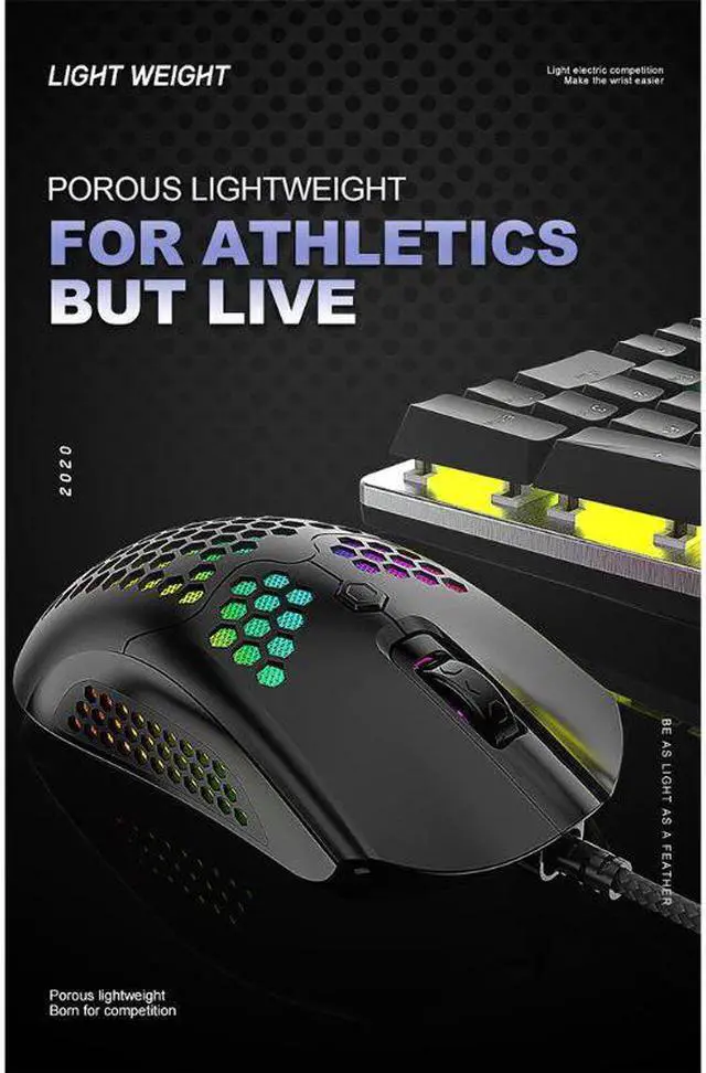 Alt view image 3 of 5 - Hollow-out Honeycomb Shell Gaming Mouse  RGB Backlit Light Wired Mice with 7 Buttons for Game Lovers