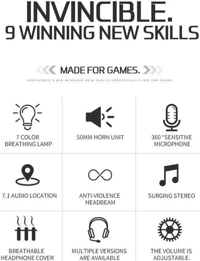 Alt view image 5 of 5 - Headset 7.1 Virtual 3.5mm Wired Headset RGB Light Game Headphones Noise Cancelling with Microphone for Laptop PS4 Gamer