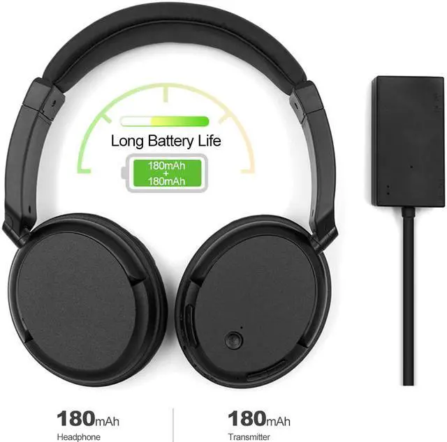 Alt view image 4 of 5 - Wireless Headphones Over-Ear Music Earphones AUX Transmitter 3.5mm Wired Headset w/ Mic  Radio for TV PC Phones MP3 Player