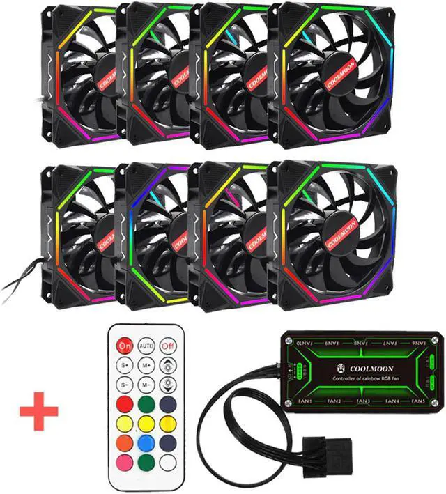 Main image of Case PC Cooling Fan RGB Adjustable LED 120mm 6pin Quiet IR Remote Control Cooler Cooling Fan Case Fan CPU