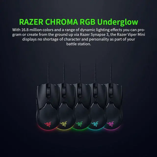 Alt view image 2 of 5 - Original  Viper Mini Lightweight USB Wired Mouse 8500DPI PAW3359 Optical Sensor RGB Gaming Mouse Mice SPEEDFLEX Cable