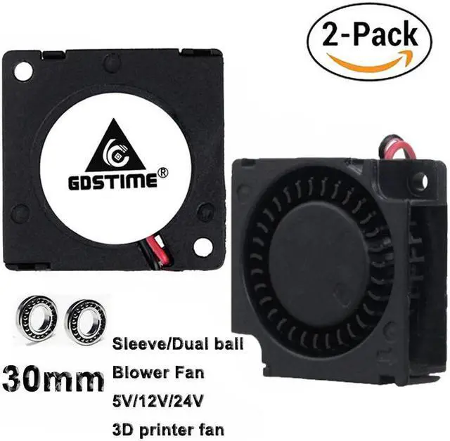 Main image of 2pcs DC 5V 12V 24V Fans Cooling 3D Printer Cooler 30mm x 10mm Blower Fan Dual ball 3010 3cm 30x30x10mm Cooling Small Fan