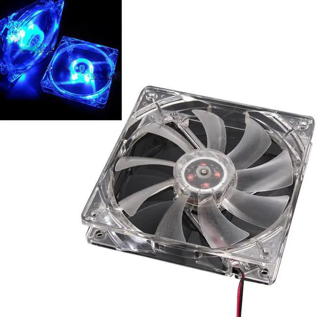 Alt view image 2 of 5 - Blue Quad 4-LED Light Neon 4pin Clear 120mm PC Computer Case Hydraulic Bearing Cooling Fan Mod 19Feb13