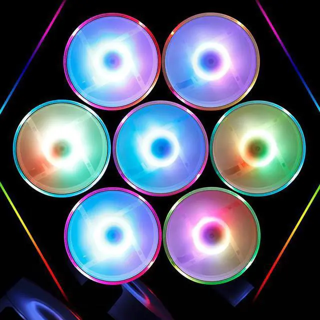 Alt view image 2 of 5 - New RGB Fan 120mm LED PC Computer Case Fans RGB Quiet Remote 5v 3pin Aura Sync Computer CPU Cooler Cooling Adjust Case Fan