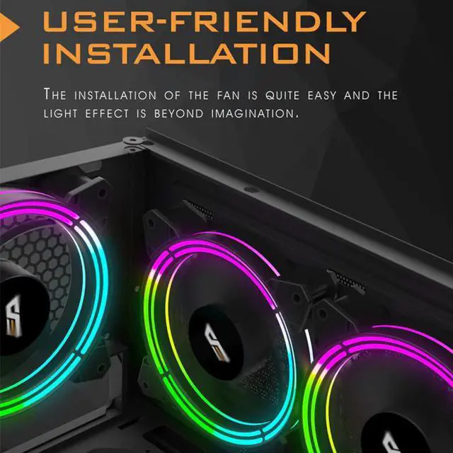 Alt view image 5 of 5 - Computer Case Cooling RGB Fan 120mm Quiet IR Remote Colorful Fan CF11 Aura Sync Cooler Cooling Adjust LED PC Case Fan