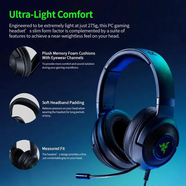 Alt view image 4 of 5 - Gaming Headset Earphone Kraken X-USB 7.1 Surround Sound Ultra Light Headphone Bendable Cardioid Microphone Custom-Tuned
