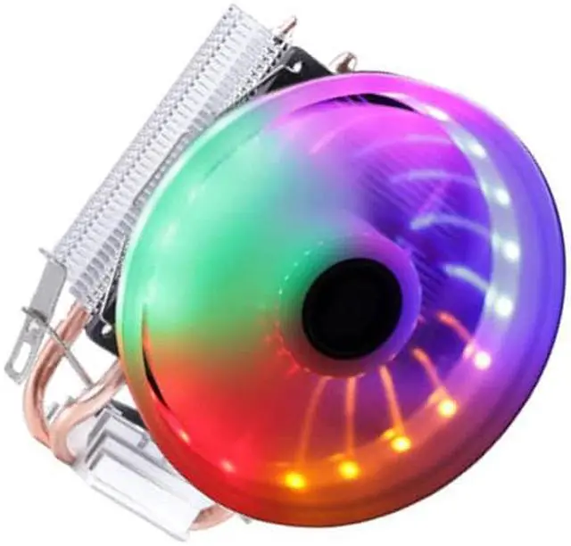 Alt view image 2 of 5 - 3Pin 2 heatpipe PC Cooling Fan RGB LED CPU cooler heatsink for LGA/775/115X/1366/AM4/AM3/AM2+/AM2/2011