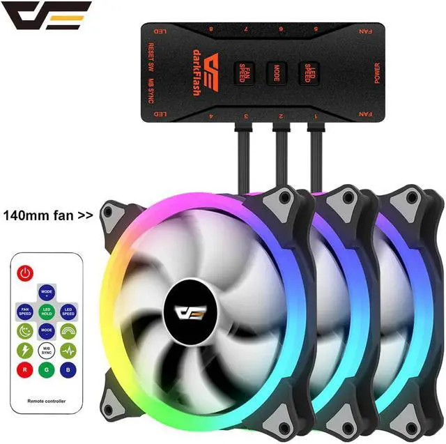 Main image of Computer PC Case Fan 140mm RGB LED Speed Adjust 3pin 5V 4pin Power IR Remote AURA SYNC PC Cooler Cooling Case Fan