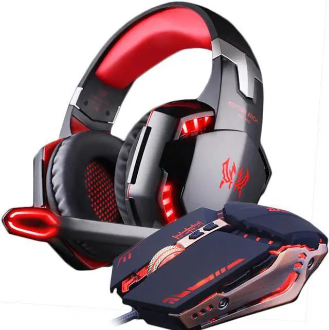 Main image of Headset and  Mouse 4000 DPI Adjustable Stereo Gamer Earphone Headphones + Gamer Mice LED Light Optical USB Wired