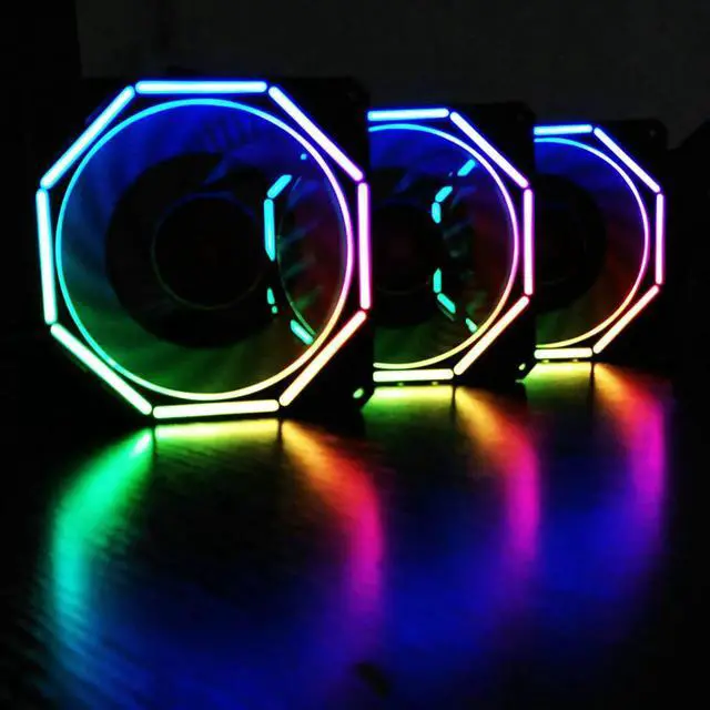 Alt view image 3 of 5 - Case PC Cooling Fan RGB Adjustable LED 120mm 6pin Quiet IR Remote Control Cooler Cooling Fan Case Fan CPU