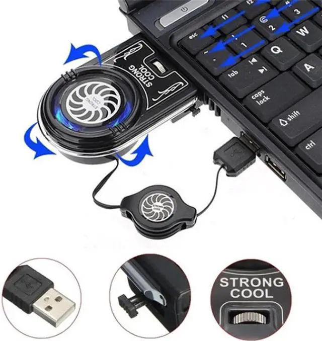 Alt view image 2 of 5 - External Mini Vacuum Strong Cool Air Extract USB Notebook Laptop Cooling Cooler Fan Pad for Notebook Laptop Computer