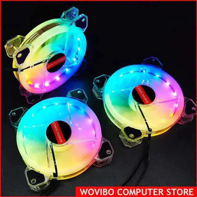 Alt view image 3 of 5 - Case Fan 120mm Cooling Fan Cooler PWM Adjustable RGB Led Mute RGB PC Computer Case Fan Radiator with Remote Control