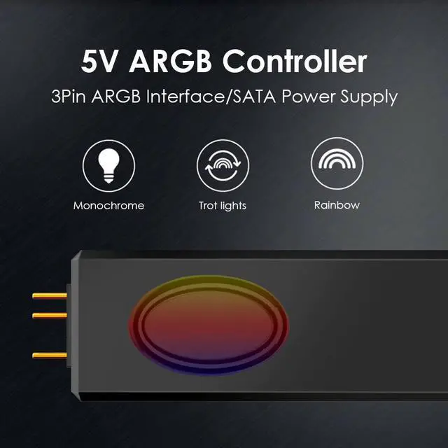 Alt view image 5 of 5 - 5V Gorgeous ARGB Controller SATA Pin Power Supply Desktop Computer Remote Control for Chassis Fan LED Lighting Water Cooler