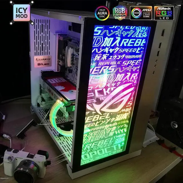 Alt view image 5 of 5 - RGB Panel Infinite Stereo 3D Lighting Decoration Backplate Power PC Case Apron 12V/5V AURA SYNC Water cooler Custom
