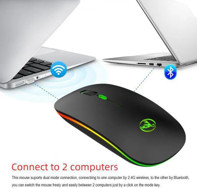 Alt view image 5 of 5 - 2.4G LED Glow Backlit Bluetooth 5.1 Dual Mode Silent Wireless Mouse Ergonomic Optical Gaming Mouse Desktop PC Laptop Mouse