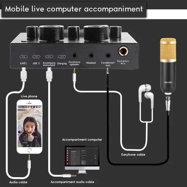 Alt view image 5 of 5 - 800 Microphone Xlr Phantom Power for Computer Audio Interface External Sound Card Voice Changer 800 Studio Microphone Stand
