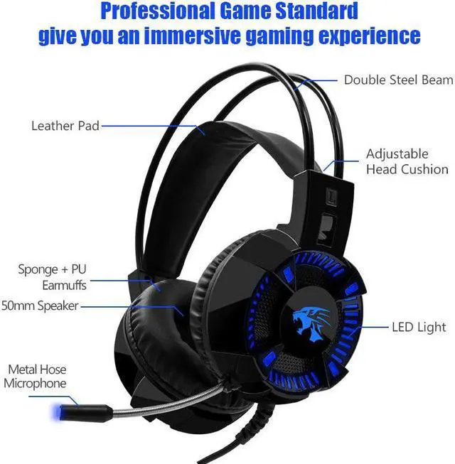 Alt view image 3 of 5 - Computer Stereo Gaming Headphones Earphones Back-light Game Headset for Mobile Phone PS4 Xbox PC Gamer with Microphone