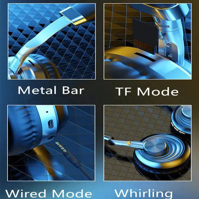 Alt view image 2 of 5 - Bluetooth 5.0 Headphones Wireless Headphone with Mic Over Ear Earphone TF Headset for phone pc