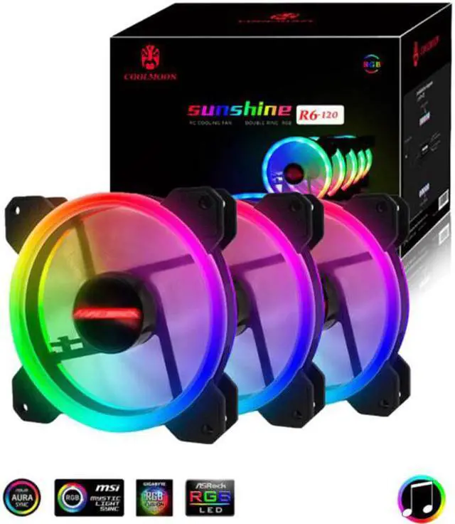 Main image of 120mm PC Computer RGB Adjust LED Fan Cooler 12V 6Pin Quiet Cooling Remote Heatsink Silent Gaming Case Cooler Fan With Controller