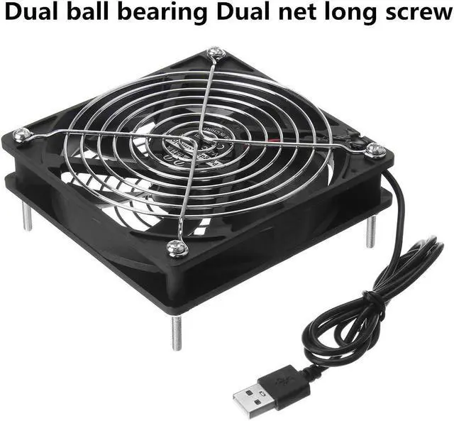 Main image of 12CM Router Cooling Fan DIY PC Cooler TV Box Silent Quiet DC 5V USB Power 120mm Fan USB TV Box Broadband Cat Cooling Rack Holder