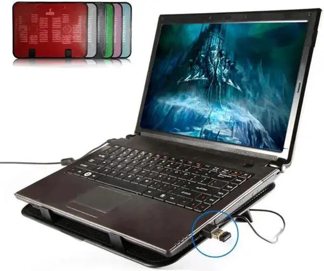 Alt view image 4 of 5 - Panel Dual Fan Notebook Cooler High Speed Silent Laptop Cooling Pad Slim Stand Holder for 14 Inch PC Computer