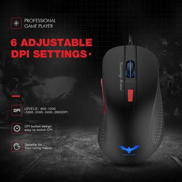Alt view image 3 of 5 - Wired Gaming Mouse USB Optical Mouse Gamer 2800 DPI Computer Mouse with 6 Button For PC Laptop Desktop Computer HV-MS745