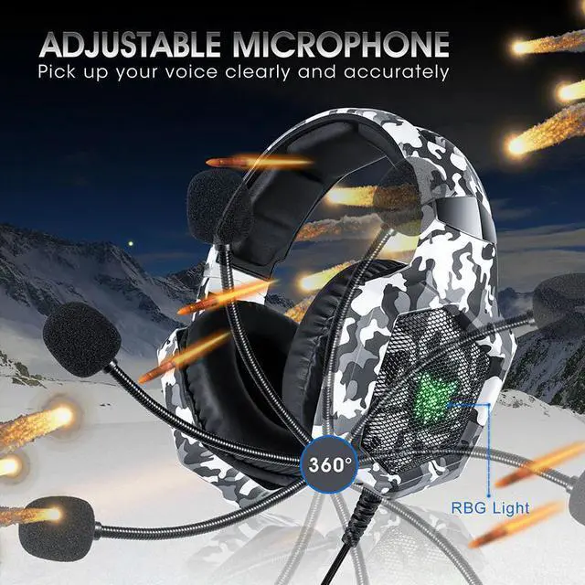 Alt view image 2 of 5 - K8 PS4 Headset casque Wired PC Gamer Stereo Gaming Headphones with Microphone LED Lights for XBox One/Laptop Tablet