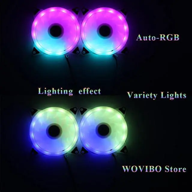 Alt view image 5 of 5 - 120mm RGB Case Fan Cooler Computer Cooling Case Fans 3PIN D-Type 4PIN Colorful LED Lamp Fan cooler Radiator Heatsink Auto RGB