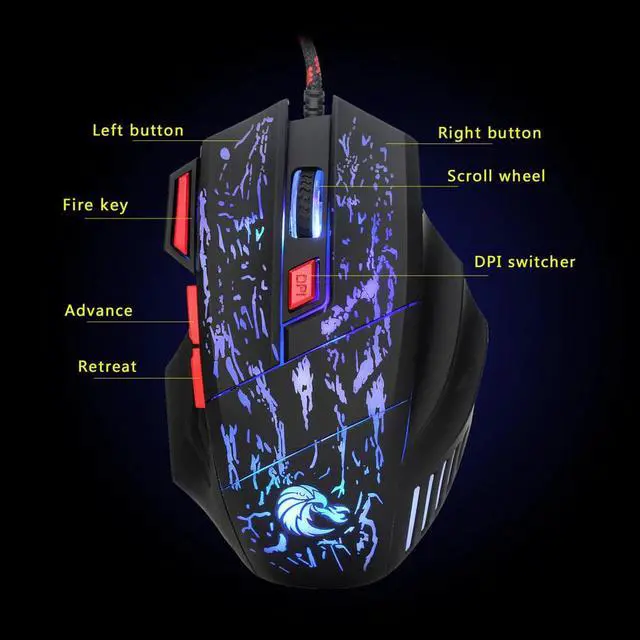Alt view image 2 of 5 - 7 Buttons 5500DPI USB Optical Wired Gaming Mouse Mice For PC Laptop USB Wireless Mouse Computer Bluetooth Mouse Mic