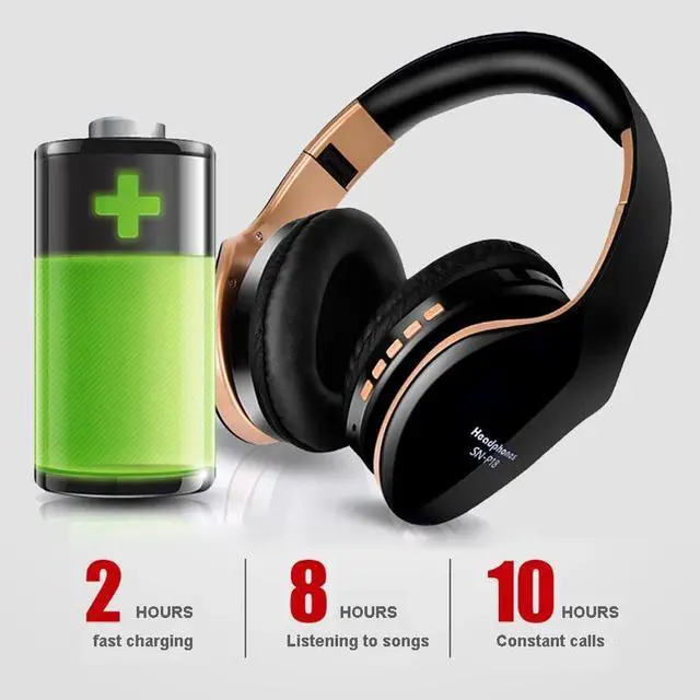 Alt view image 4 of 5 - Headphones Bluetooth Headset Over Ear Stereo Bass Earphone Foldable Adjustable Gaming Earphones With Mic For PC Phone