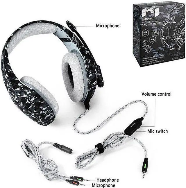 Alt view image 2 of 5 - PS4 Camouflage Gaming Headset Stereo Deep Bass Wired Quality Headphones for Mac Nintendo Switch/Lap Top/ Xbox with Mic