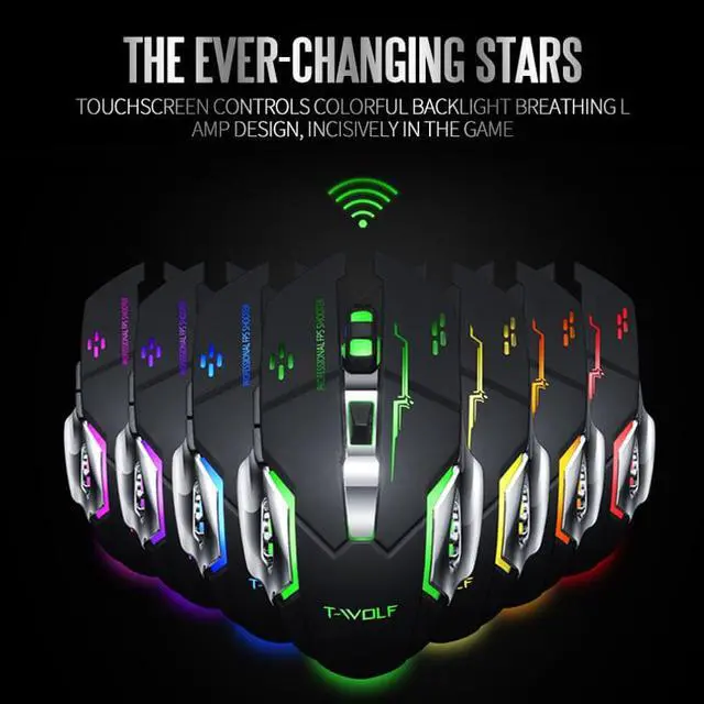 Alt view image 2 of 5 - Q13 Rechargeable Wireless Mouse Silent Ergonomic Gaming Mice 6 Keys RGB Backlight 2400 DPI for Laptop Computer Pro Gamer