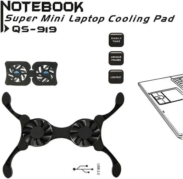 Alt view image 2 of 5 - USB Cooling Fan Mini Octopus Notebook Cooler Cooling Pad Safety Stand Double Fans For 7-15 inch Notebook Laptop