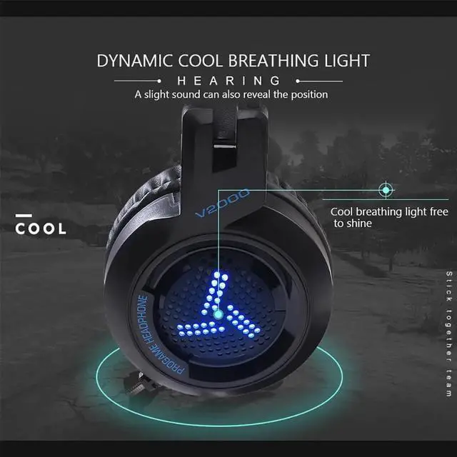 Alt view image 5 of 5 - Headset Stereo Deep Bass Game Headphone with Mic for Computer Profession Gamer 7.1 USB Channel Surround Sound V2000