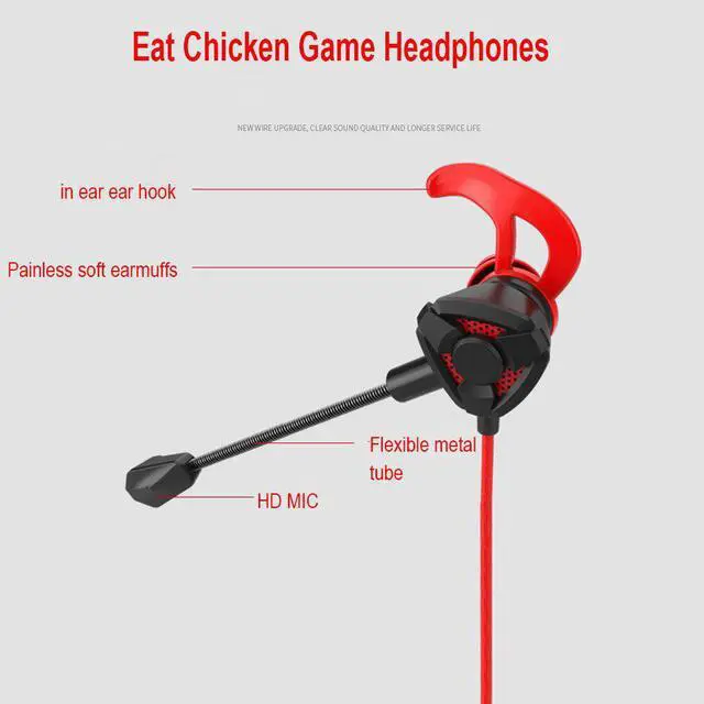Alt view image 3 of 5 - Wired Earbuds Sport In Ear Earphones Gaming Headphone with Microphone Ear Piece for Mobile Phone PC Headset Gamer