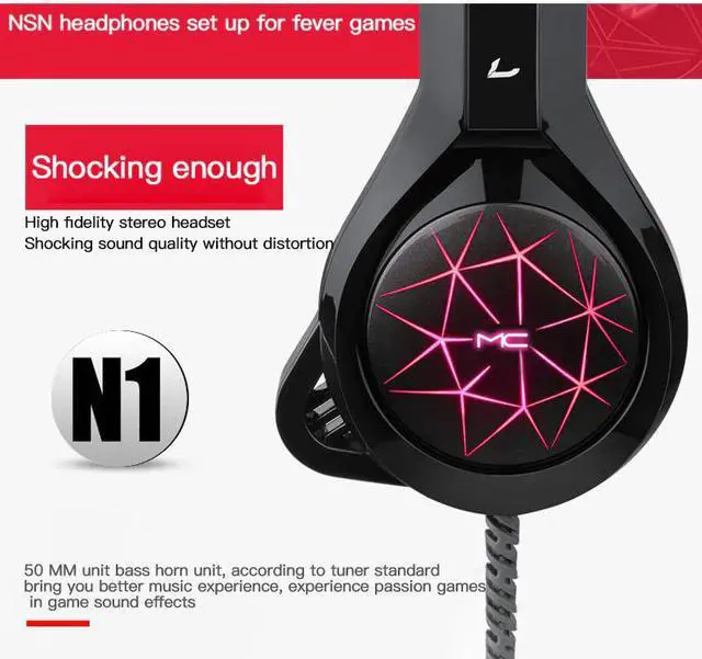 Alt view image 4 of 5 - Headset Headphones With Microphone Light Surround Sound Bass Earphones For PS4 Professional Gamer PC Laptop