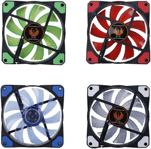 Alt view image 3 of 5 - 120mm fan Cooler Computer Fan 120mm LED Ultra Silent Computer PC Case Fan 15 LEDs 12V Around 1200RPM 3 Pin Fan