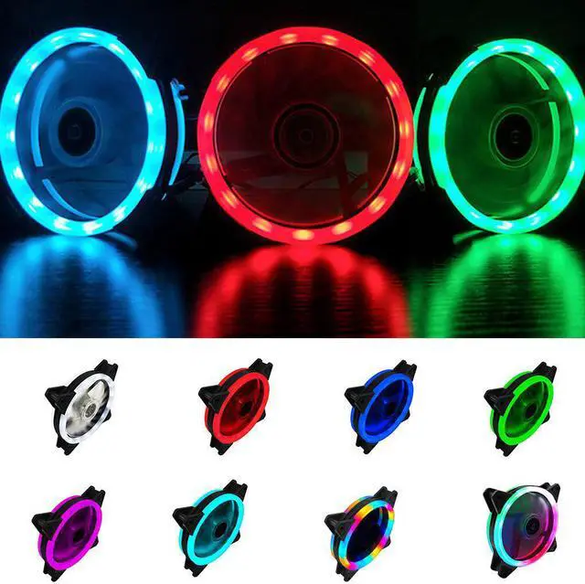 Main image of Computer Cooling Fan 120mm PC Case Fan Cooler Case RGB Double-sided Low Noise 4-Pin LED Light Heatsink Cooler
