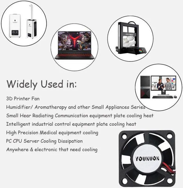 Alt view image 4 of 5 - 2 Pieces 3010 3cm 30mm Cooling Fan 30x30x10mm DC Fan 24V 12V 5V Cooler Dual Ball Bearing DC Brushless Mini Cooler Cooling Fan