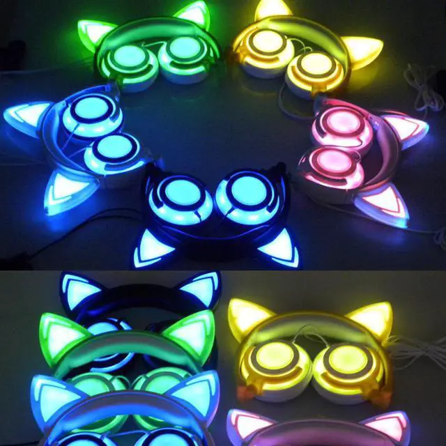 Alt view image 5 of 5 - Glowing Light Cat Ear Headphones Stereo Cat Earphones 3.5mm Wired Gaming Headset for PC Gamer Mobile Phone SP4 New XBOX Tablet