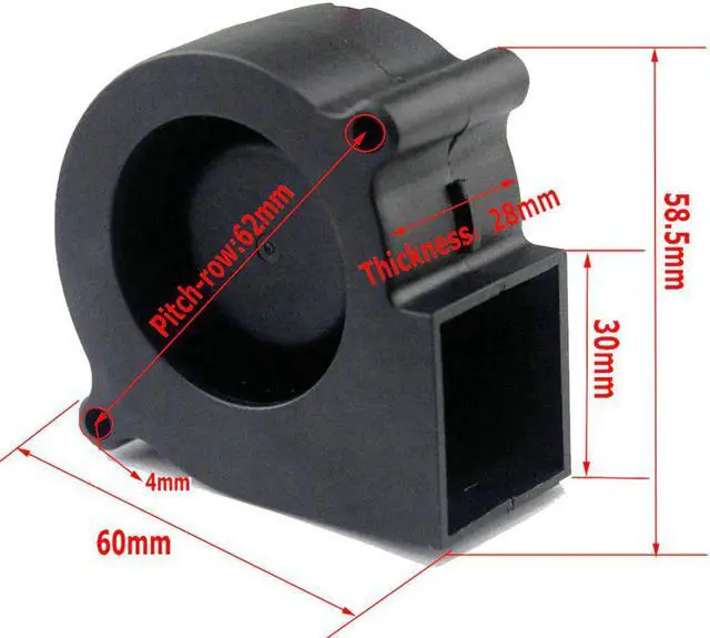 Alt view image 3 of 5 - 1PCS Brushless Cooler Cooling DC Centrifugal Blower Fan 60mm 12V 24V 2Pin 60x28mm 6028 6cm Sleeve Dual Ball Heatsink Radiator