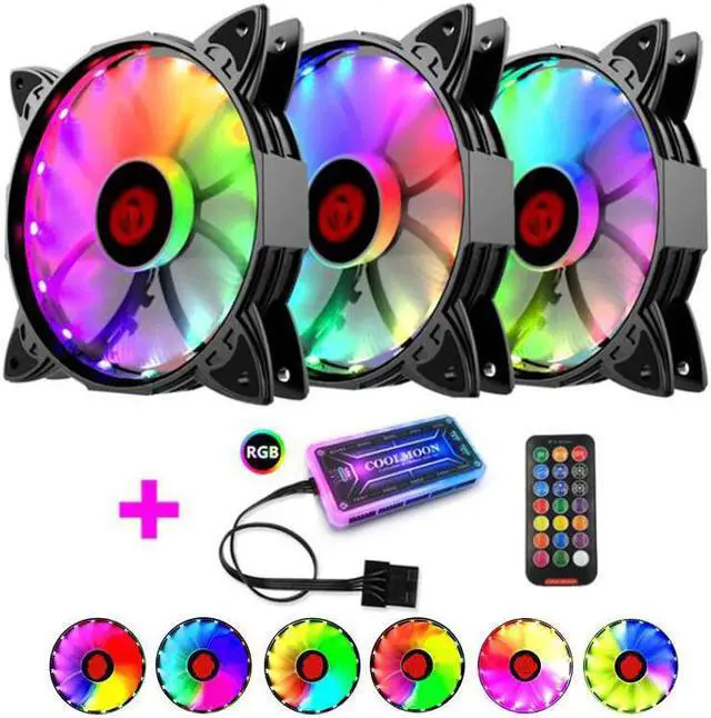 Main image of Case PC Cooling Fan Cooler RGB Adjust LED 12V 6Pin 120mm Quiet IR Remote Cooler Cooling RGB Case Fan