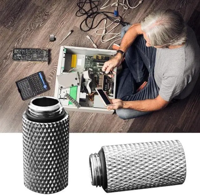 Alt view image 4 of 5 - Universal Copper Extension Water Cooling Block Joint Fittings for Female G1/4 Thread PC Water Colling Tube Adapter